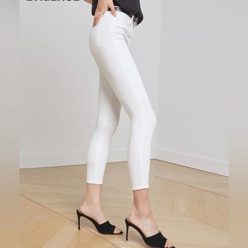 L'AGENCE Margot White Cropped High-Rise Skinny Jeans - Picture 3 of 6